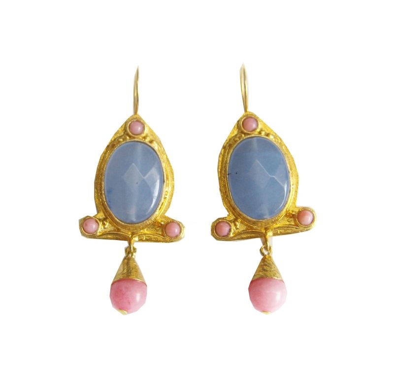 pendientes abril azul y coral